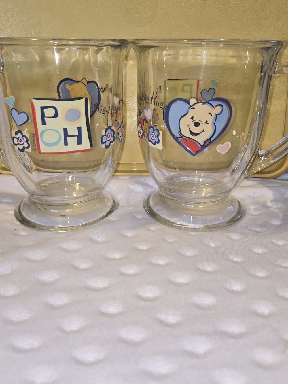 Winnie the Pooh Clear Glass Mugs - Set of 2 (Yellow/Blue Accents) - Picture 2 of 4